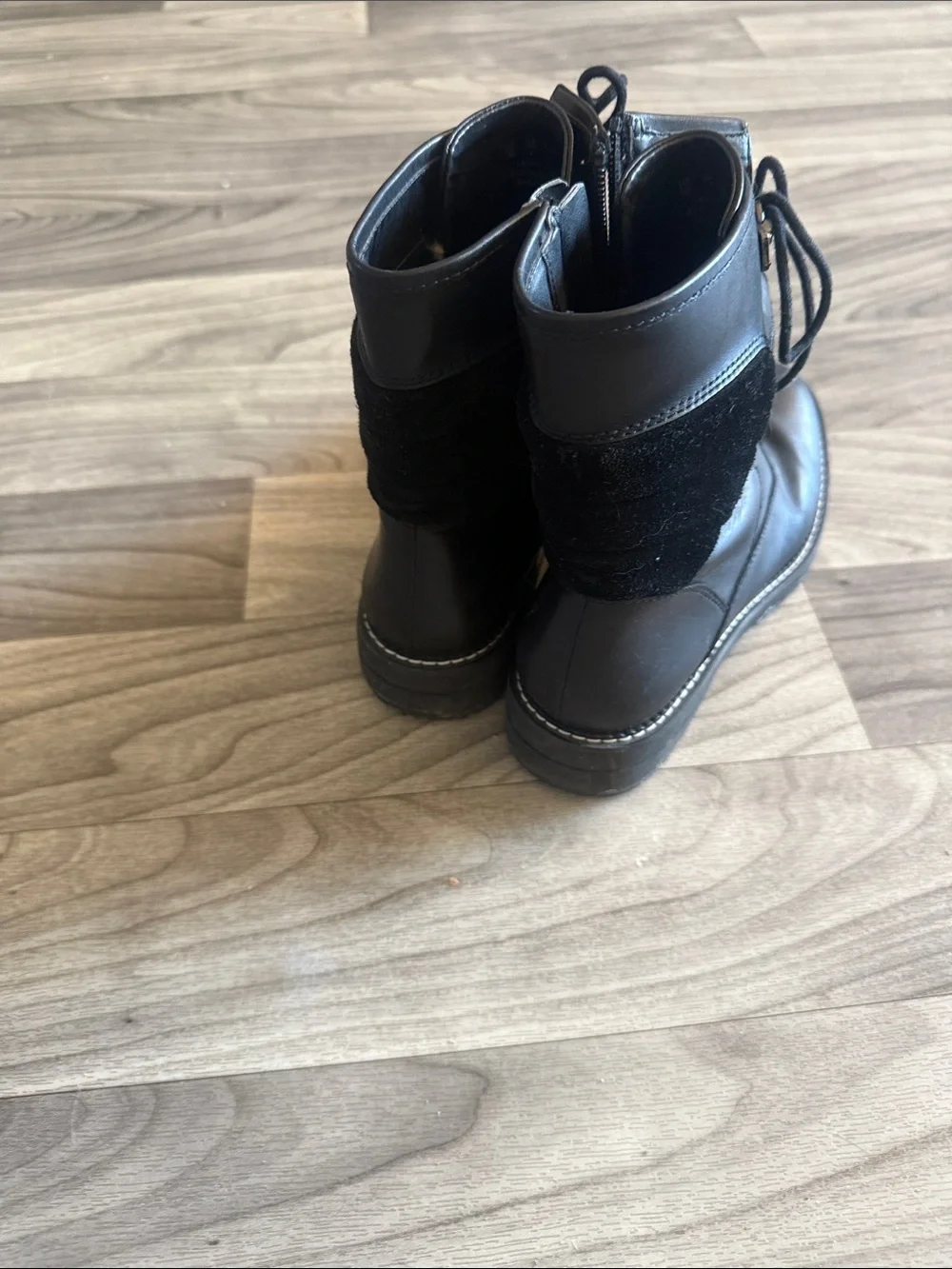 Franco Sarto Black Leather Lace-Up Ankle Boots
